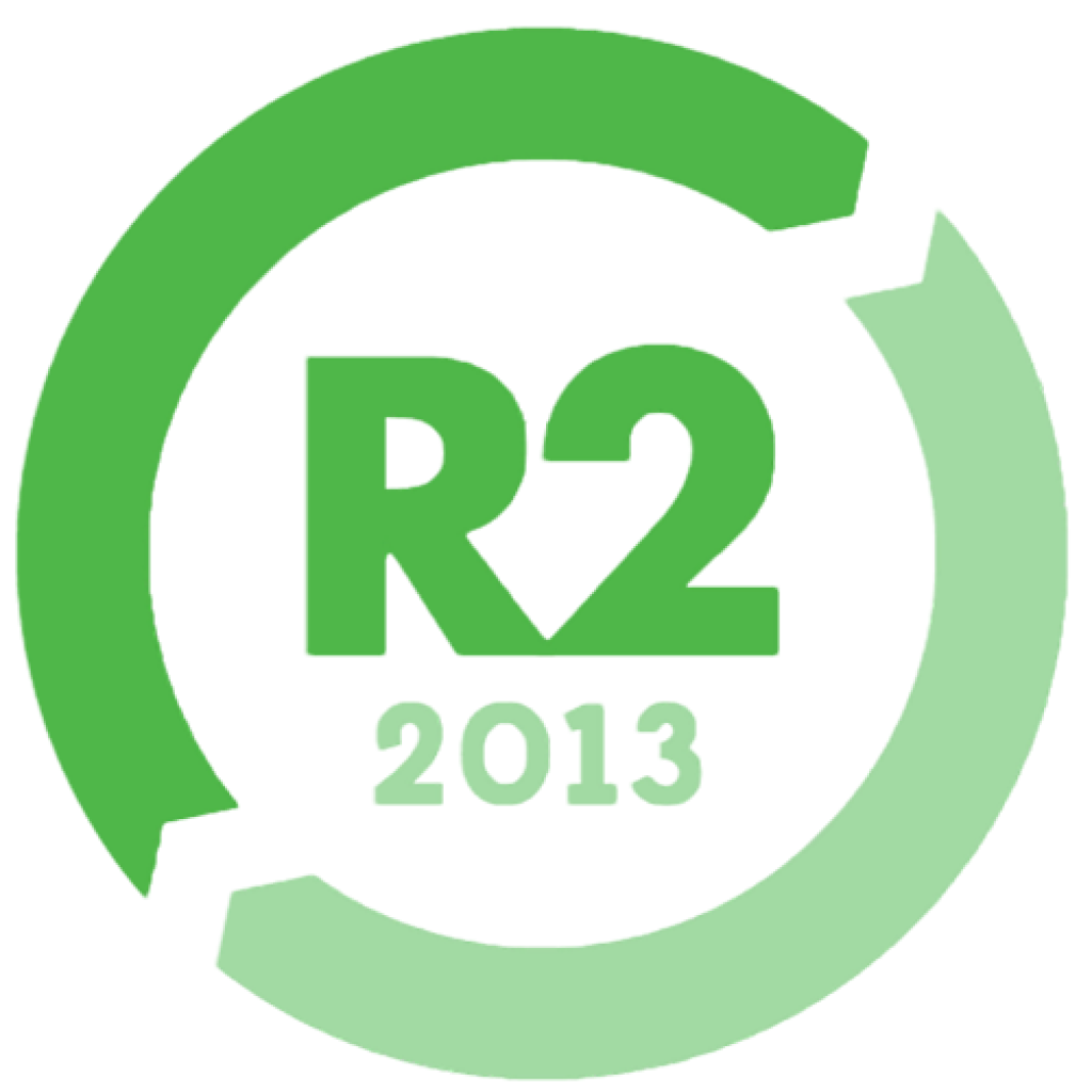 R2-2013 R2 2013 certification logo for responsible electronics recycling.